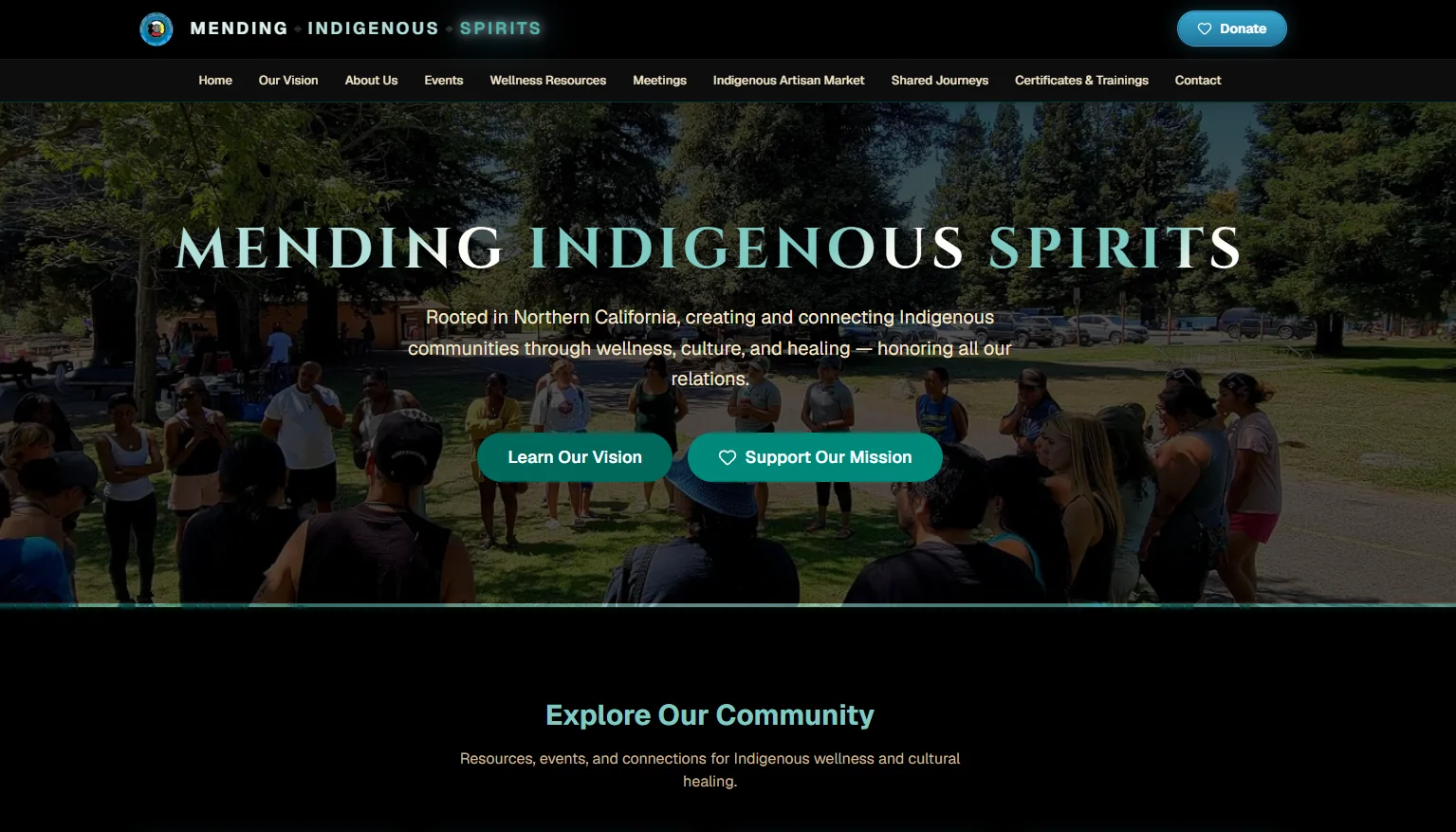 The Mending Indigenous Spirits homepage